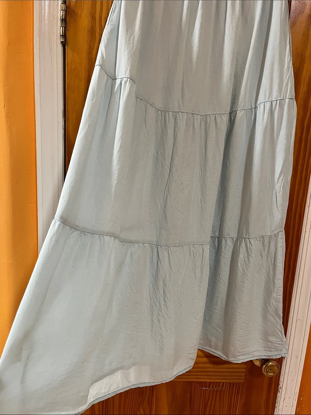 Elan Pale Blue Tiered Maxi Skirt Long Beach Cover Up Euro Vacation Summer Size M